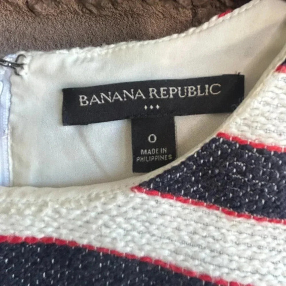 Banana Republic Navy Blue Red Stripes Fitted Pencil Dress Size 0 - Picture 4 of 7